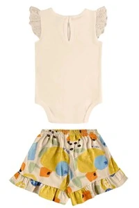 Conjunto body suedine e shorts malha flame Up Baby