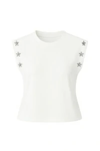 Blusa manga muscle com aplicação de flores Kwi