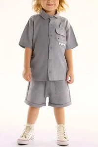 Conjunto camisa e bermuda em viscolinho Três E Já