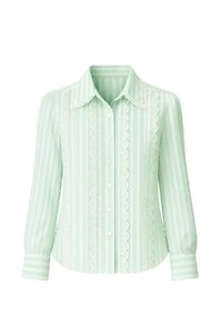 Camisa listrada com detalhes de renda Kwi