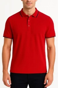 Polo masculina detalhe gola e manga Kwi