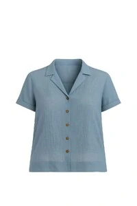 Camisa feminina plus size com botões Kwi