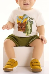 Conjunto camiseta m/c malha bermuda linho Três E Já