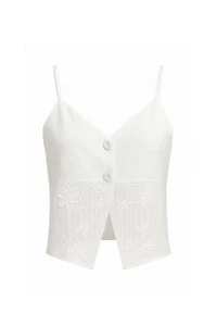 Blusa de alça c/ renda na barra Kwi