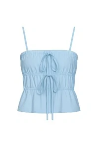 Cropped plissado com amarração frontal Kwi