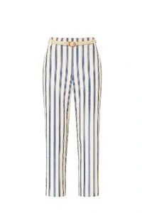 Calça feminina listrada com cinto Kwi