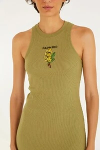 Vestido midi rib cacho banana Farm
