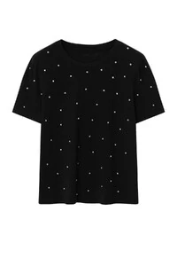 T-shirt feminina com aplicações de strass Kwi