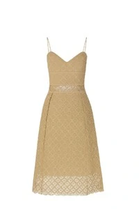 Vestido midi guipir alças finas Kwi