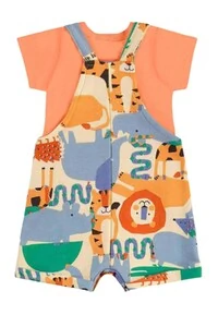 Conjunto jardineira moletom e body malha Up Baby