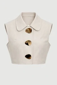 Colete alfaiataria com broches orgânicos Kwi