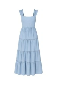 Vestido longo evasê em viscose Kwi