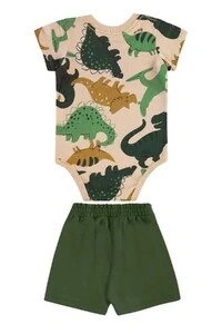 Conjunto body malhão rustic e bermuda moletom s/ felpa Up Baby