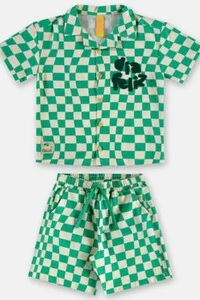 Conjunto camisa e bermuda em viscolinho Três e Já