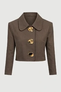 Blazer cropped alfaiataria com broches orgânicos Kwi