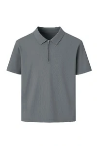 Camiseta polo masculina com zíper Kwi