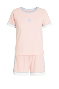 Pijama Feminino Short doll manga curta rosa claro Kwi