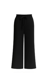 Calça pantalona em malha com amarração Kwi