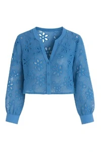 Camisa cropped guipir c/ transparência Kwi