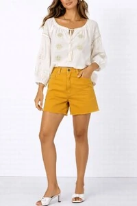 Bata bordada manga longa Kwi