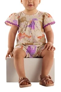 Macaquinho com faixa em malha flame linho Up Baby