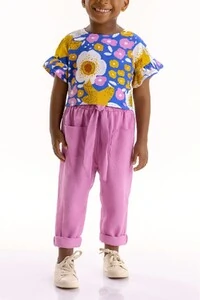 Conjunto blusa malha e calça viscolinho Três E Já