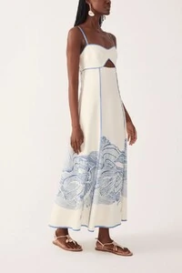 Vestido cropped linho estampa mergulho Dress to