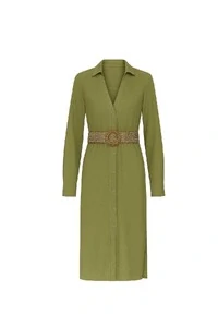 Vestido chemise feminino com cinto Kwi