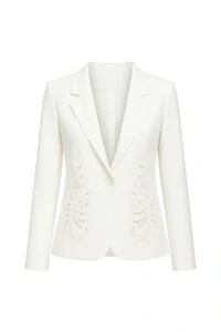 Blazer feminino de alfaiataria bordado Kwi