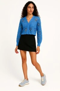 Camisa cropped guipir c/ transparência Kwi