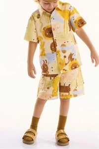 Conjunto camisa e bermuda em viscolinho Três E Já