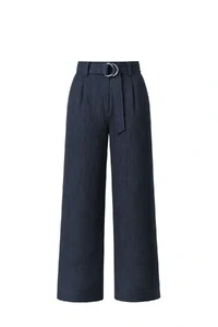Calça de linho barra pespontada Kwi