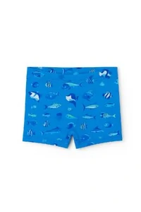 Sunga infantil estampada tubarão e peixes Kwi