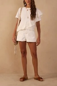 Short sarja alfaiataria bolso Dress to