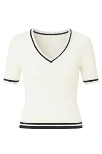 Blusa tricot gola v Kwi