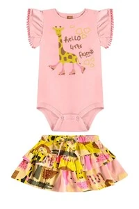 Conjunto body e saia em meia malha Up Baby