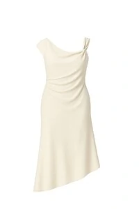 Vestido midi assimétrico drapeado Kwi
