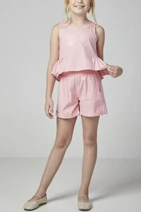 Conjunto infantil blusa babado e short Luluzinha