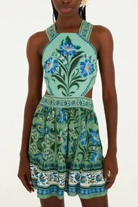 Vestido curto azulejo florido Farrm