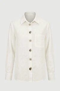 Camisa feminina de linho 100% algodão Kwi