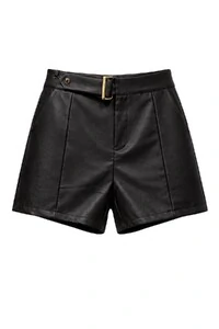 Short feminino courino com cinto Kwi