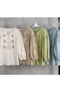 Bata bordada manga longa Kwi