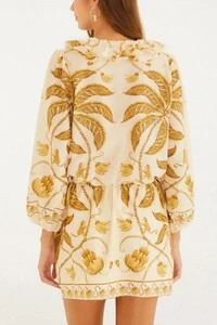 Vestido curto manga ourinho tropical Farm