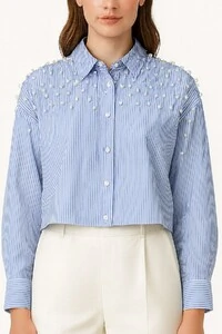 Camisa com pérolas Kwi