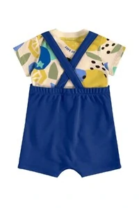 Conjunto body malha flame e jardineira moletom Up Baby