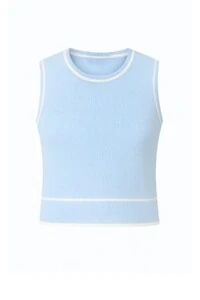 Regata em tricot com detalhes canelados Kwi