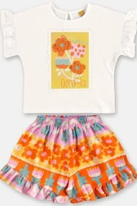 Conjunto blusa malha e short em malha digital Três e Já