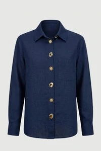 Camisa feminina de linho 100% algodão Kwi