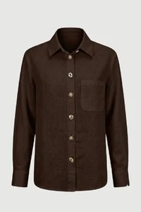 Camisa feminina de linho 100% algodão Kwi