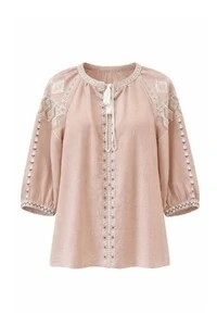 Bata com bordados manga curta Kwi